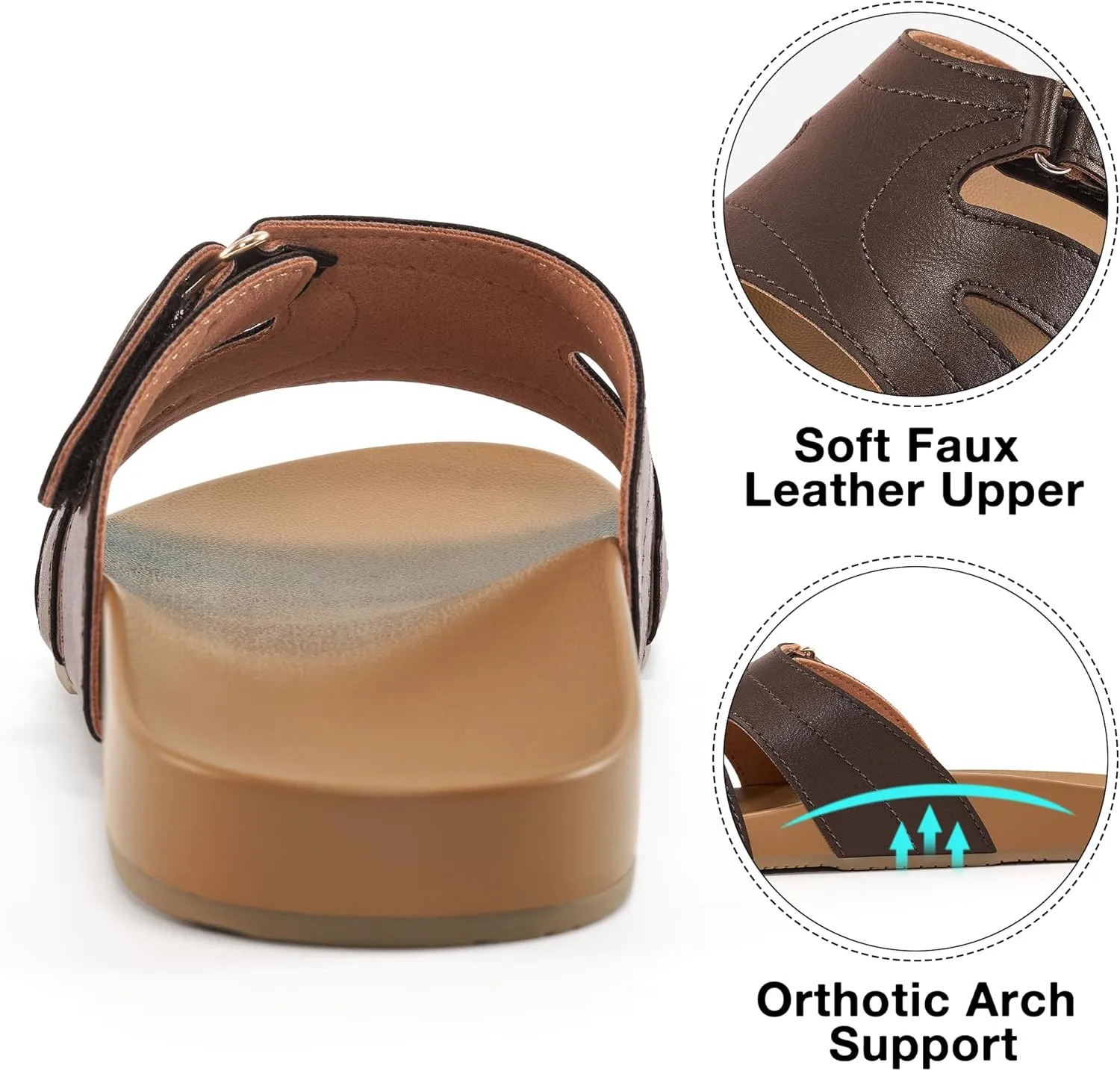 Alicegana Slides for Women orthopedic Sandals: Comfortable Summer Slip on Shoes Arch Support Walking Flat Slippers