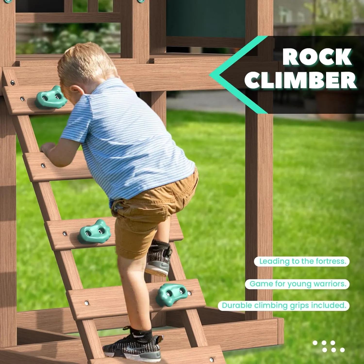 All Spruce Wooden Swing Sets for Backyard for Kids 3-12, Swingset Outdoor for Kids, Outdoor Kids Swing Sets for Backyard with 2 Belt Swings, Slide, Climber, Sandbox Area, Blackboard, Play Deck