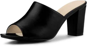 Allegra K Women's Slip on Block Heel Slide Sandals