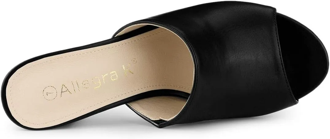 Allegra K Women's Slip on Block Heel Slide Sandals