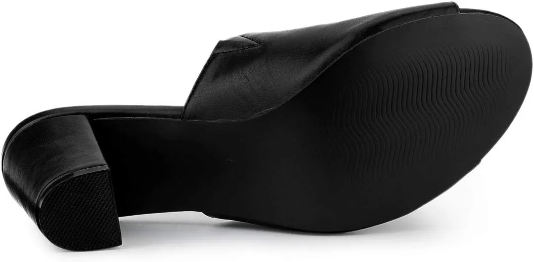 Allegra K Women's Slip on Block Heel Slide Sandals