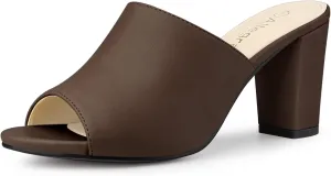 Allegra K Women's Slip on Block Heel Slide Sandals