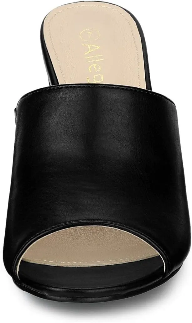Allegra K Women's Slip on Block Heel Slide Sandals