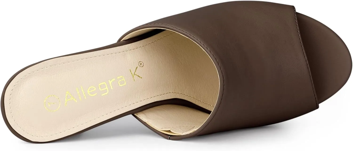 Allegra K Women's Slip on Block Heel Slide Sandals