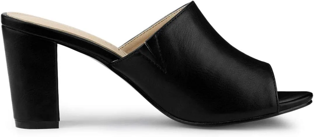 Allegra K Women's Slip on Block Heel Slide Sandals