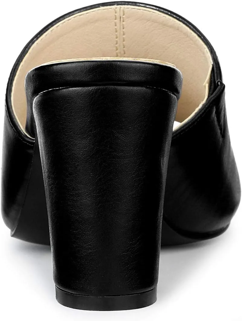 Allegra K Women's Slip on Block Heel Slide Sandals