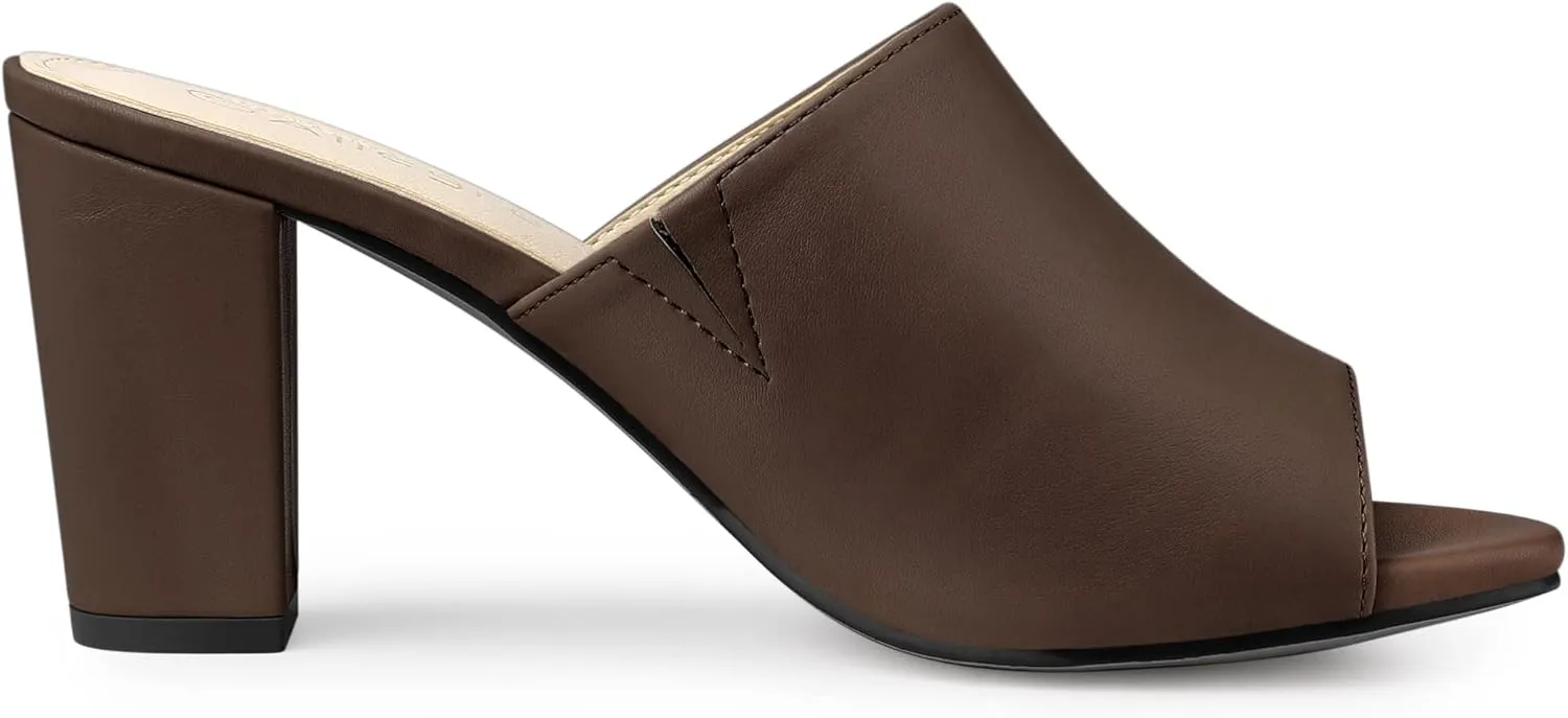 Allegra K Women's Slip on Block Heel Slide Sandals