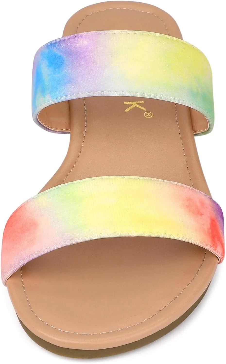 Allegra K Women's Tie Dye Open Toe Slides Slippers Slip on Flats Slides Sandals