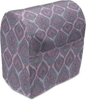 Ambesonne Art Deco Stand Mixer Cover, Hand-drawn Floral Elements in Batik Style Oriental Droplet, Kitchen Appliance Organizer Bag Cover with a Pocket, 6-8 Quarts, Multicolor