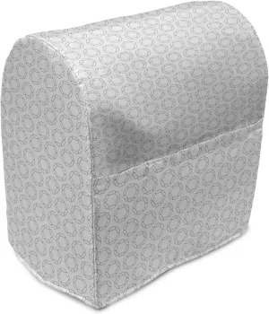 Ambesonne Minimalist Stand Mixer Cover, Circular Petals Flower in Uninterrupted Symmetrical Arrangement Pattern, Kitchen Appliance Organizer Bag Cover with a Pocket, 6-8 Quarts, White Pale Taupe