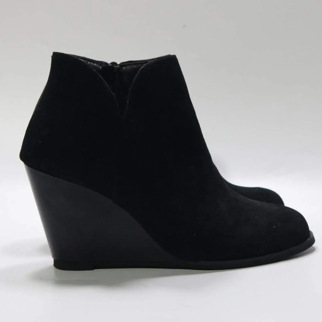 AMDBEL Booties for Women Dressy 2024 Ankle Boots Round Toe Wedge Short Boot Zipper Suede Winter Ladies Walking Shoes