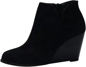 AMDBEL Booties for Women Dressy 2024 Ankle Boots Round Toe Wedge Short Boot Zipper Suede Winter Ladies Walking Shoes