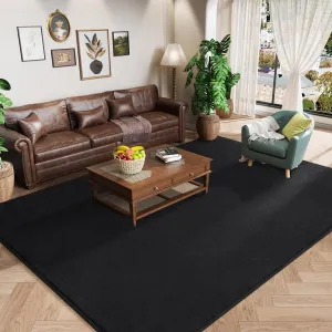 Amearea Modern Area Rugs for Bedroom Living Room, 4x6 Feet Black Thickened Memory Foam Rug, Fluffy Indoor Washable Rugs Non Slip Minimalist Carpet for Kids Boys Girls Dorm Nursery Room Decor