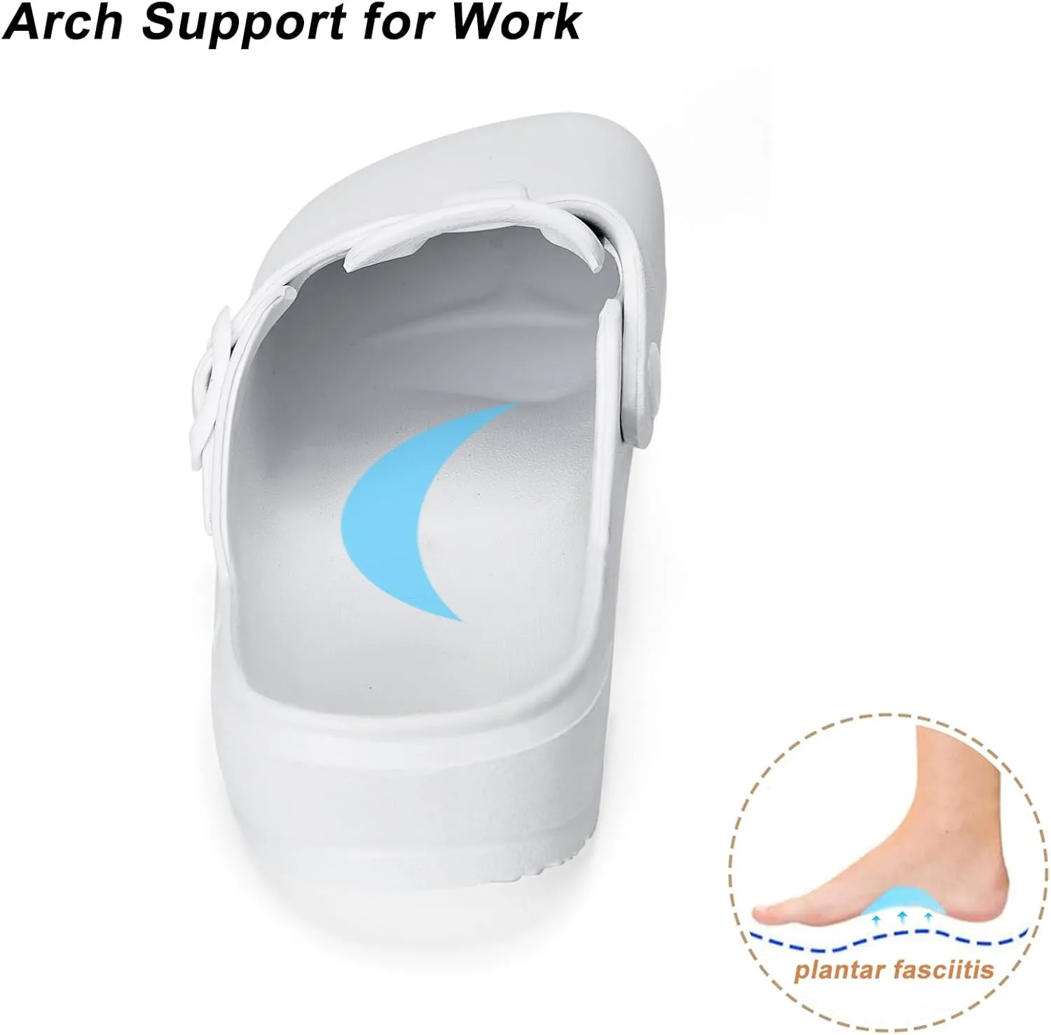 Arch Support Work Clogs Slip Resistant Orthopedic Shoes for Chef Nurse Garden Comfortable, Slip-On Cushion Slide Sandals