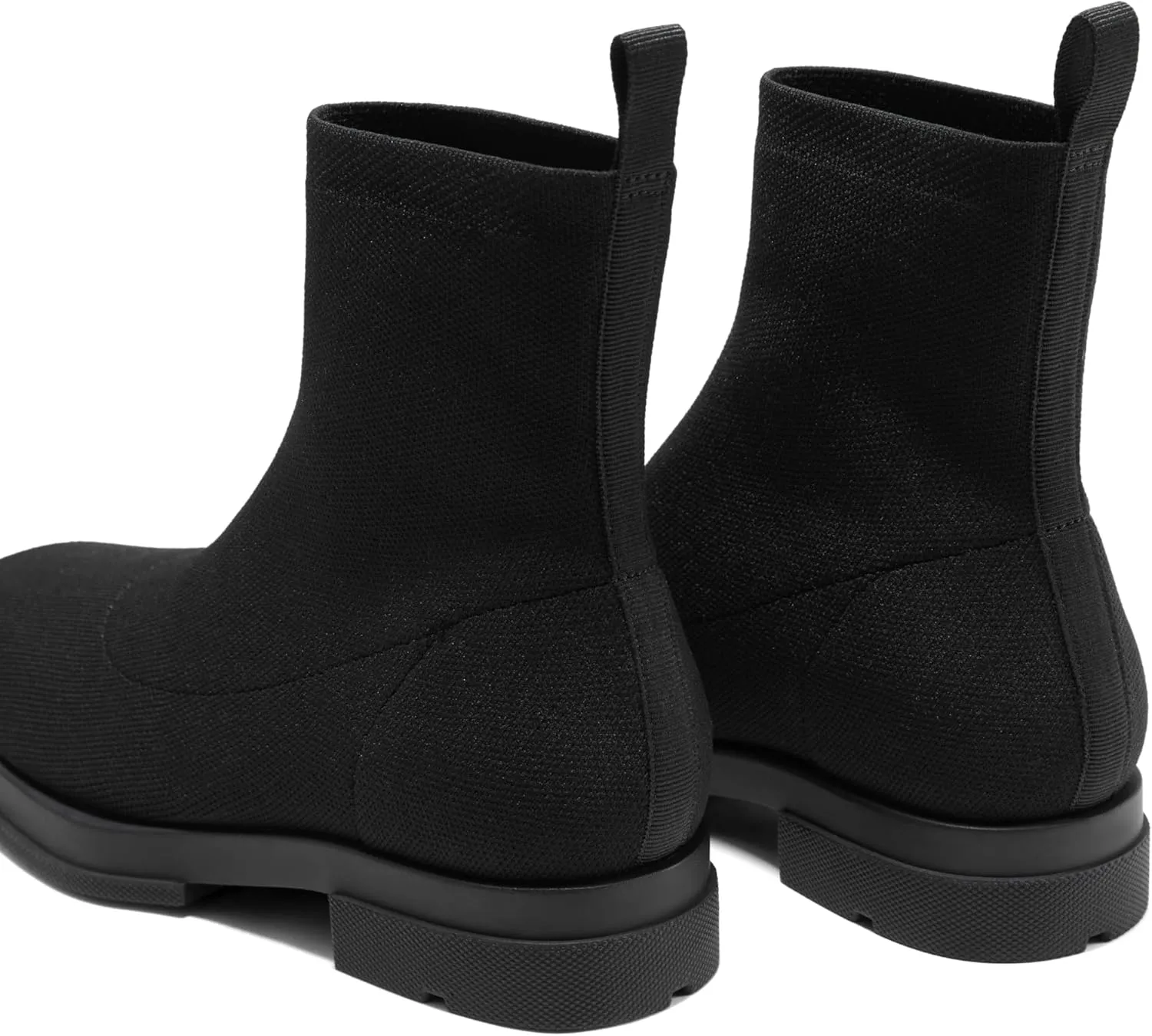 Arromic Ankle Boots for Women Square Toe Black Booties Comfortbale Sock Slip On Stretch Knit Low Flat Heel for Dress Daily