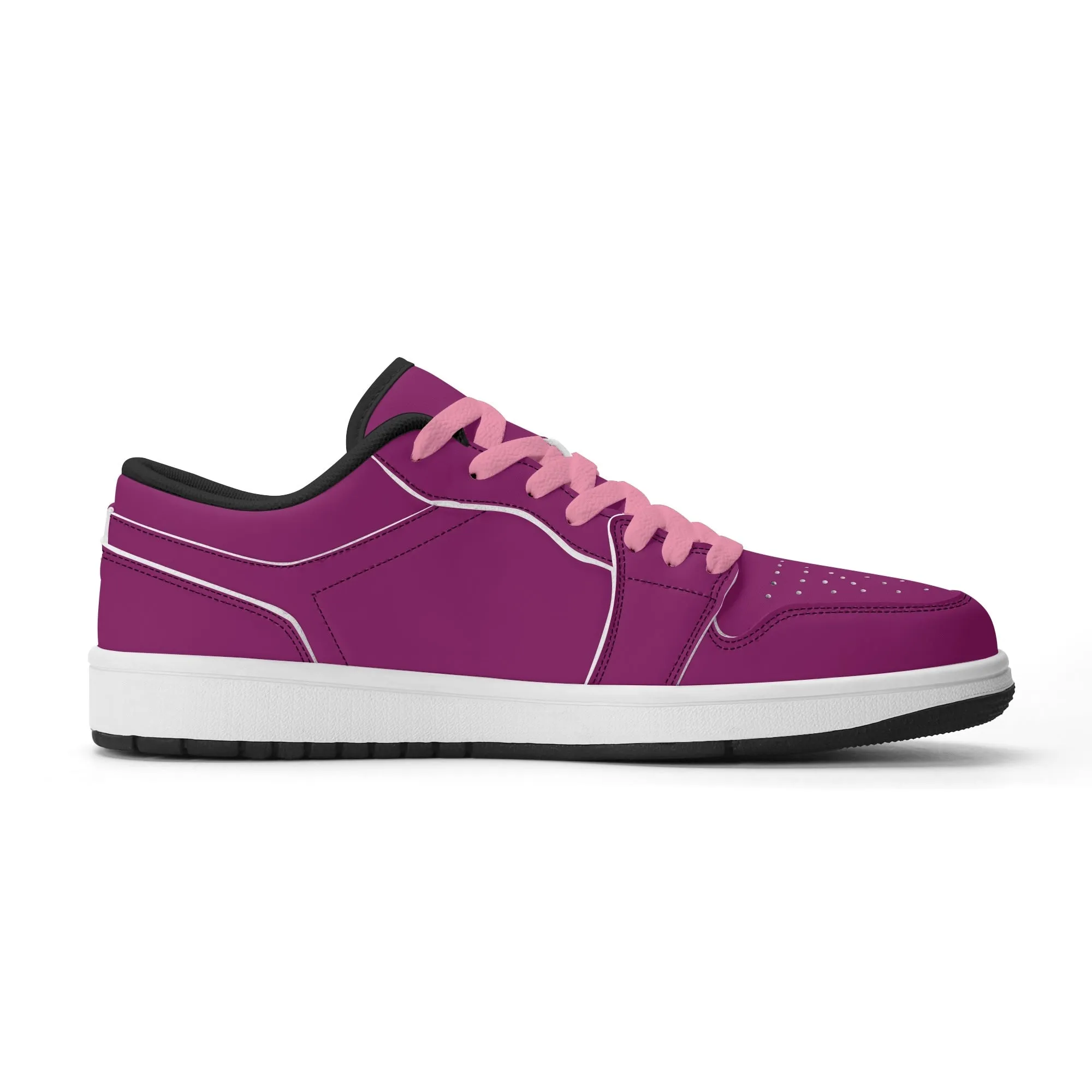 Aubergine Low Top Leder Sneaker für Herren