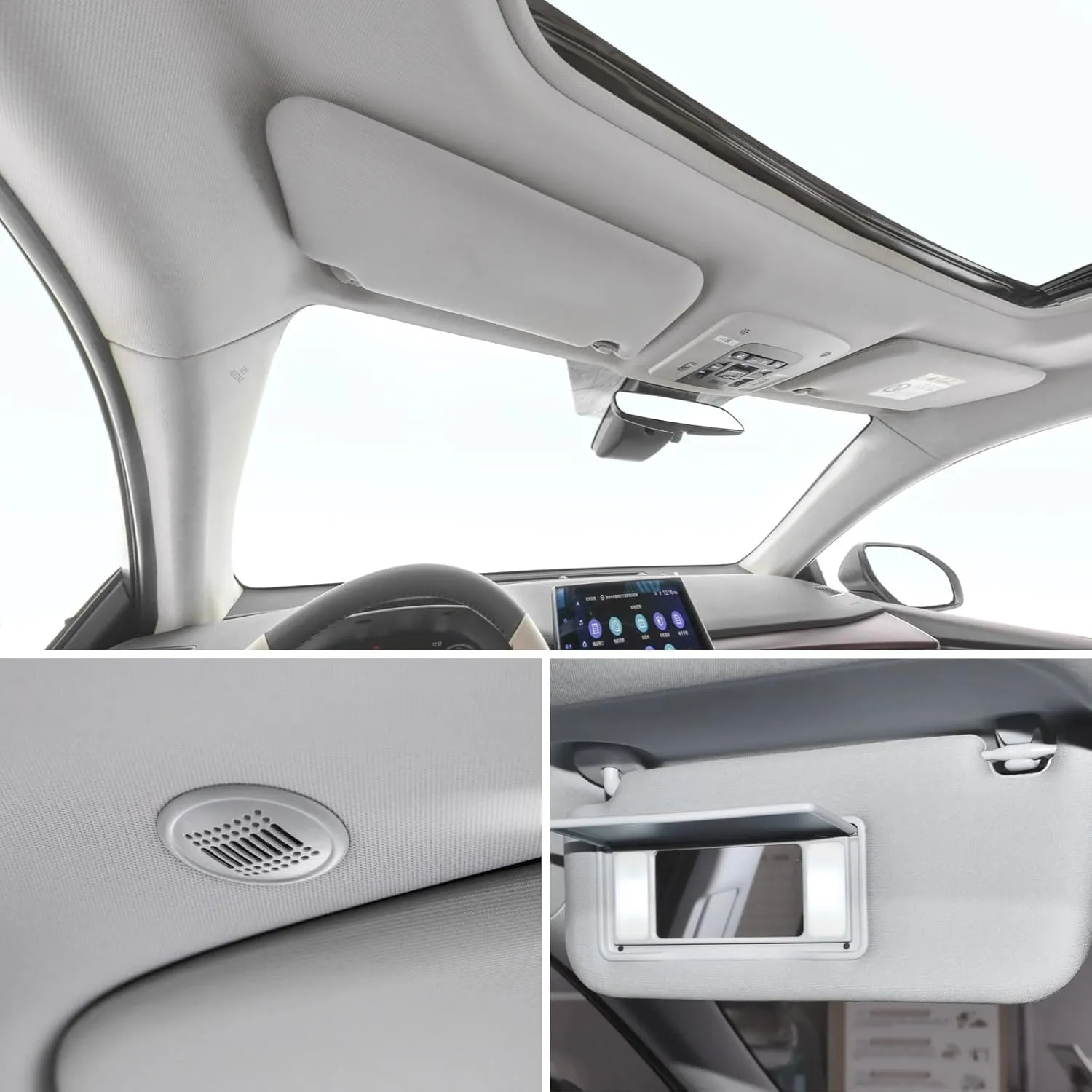 Auto Headliner Fabric 96" L × 60" W Mesh Type with Foam Backing - Tube Packaging - Gray Interior Replacement Material for Car/Truck/SUV/RV Roof - Home Repair/DIY Headliner Material