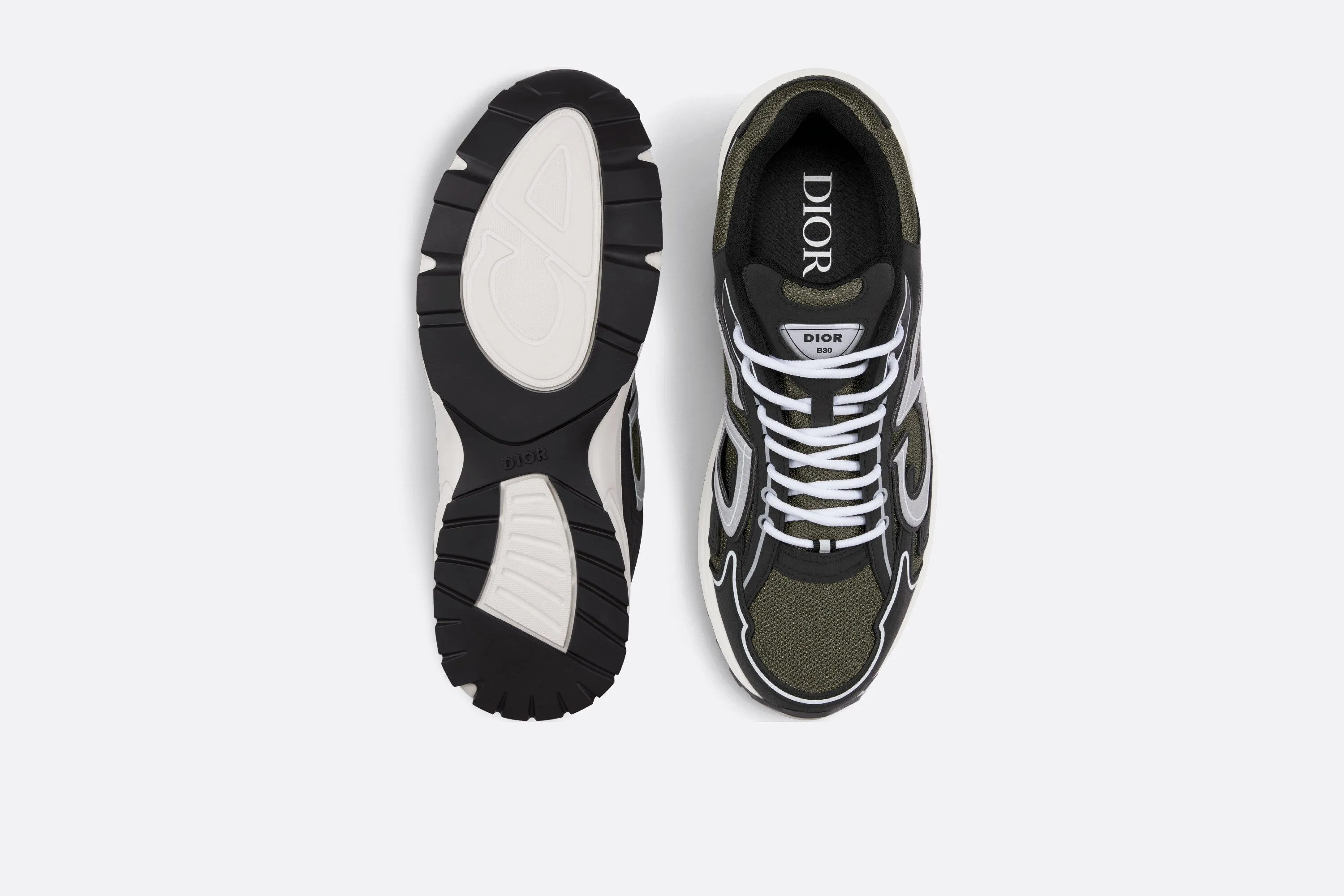 B30 Sneaker • Deep Green Mesh and Black Technical Fabric