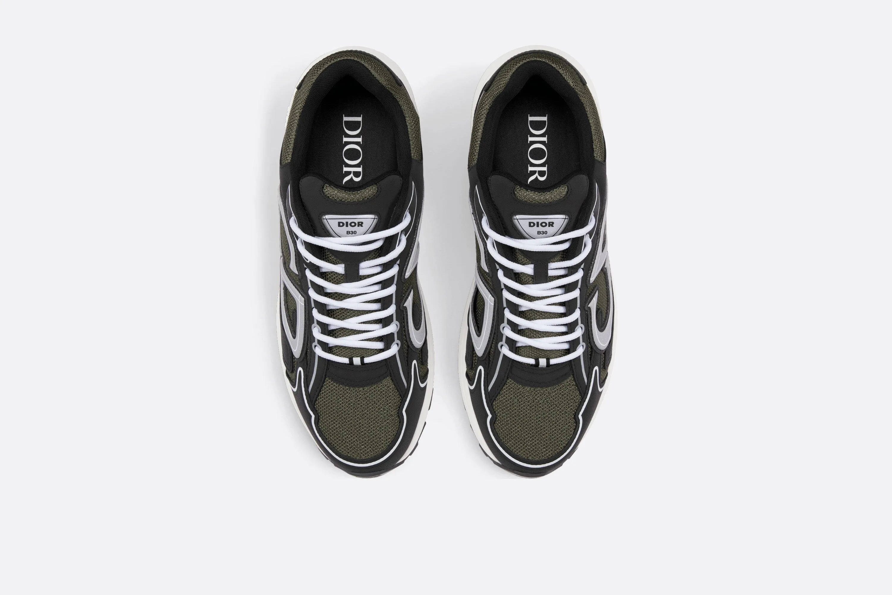 B30 Sneaker • Deep Green Mesh and Black Technical Fabric