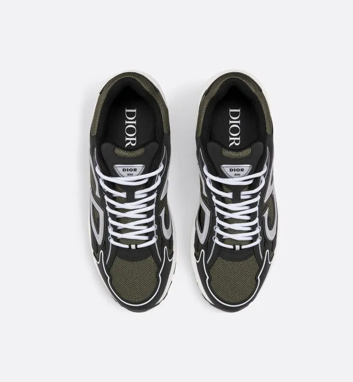 B30 Sneaker • Deep Green Mesh and Black Technical Fabric