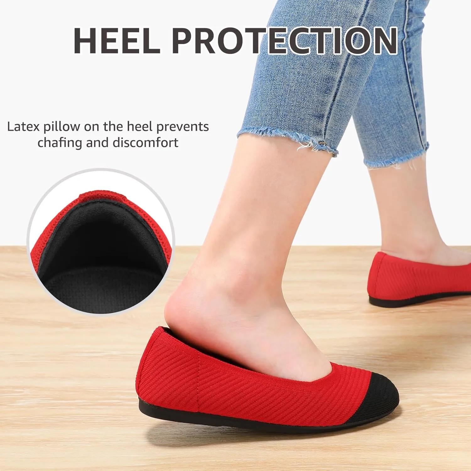 Bacia Women Flats Shoes Square Toe Ballet Flats Washable Fashion Two Toned Casual Office Shoes