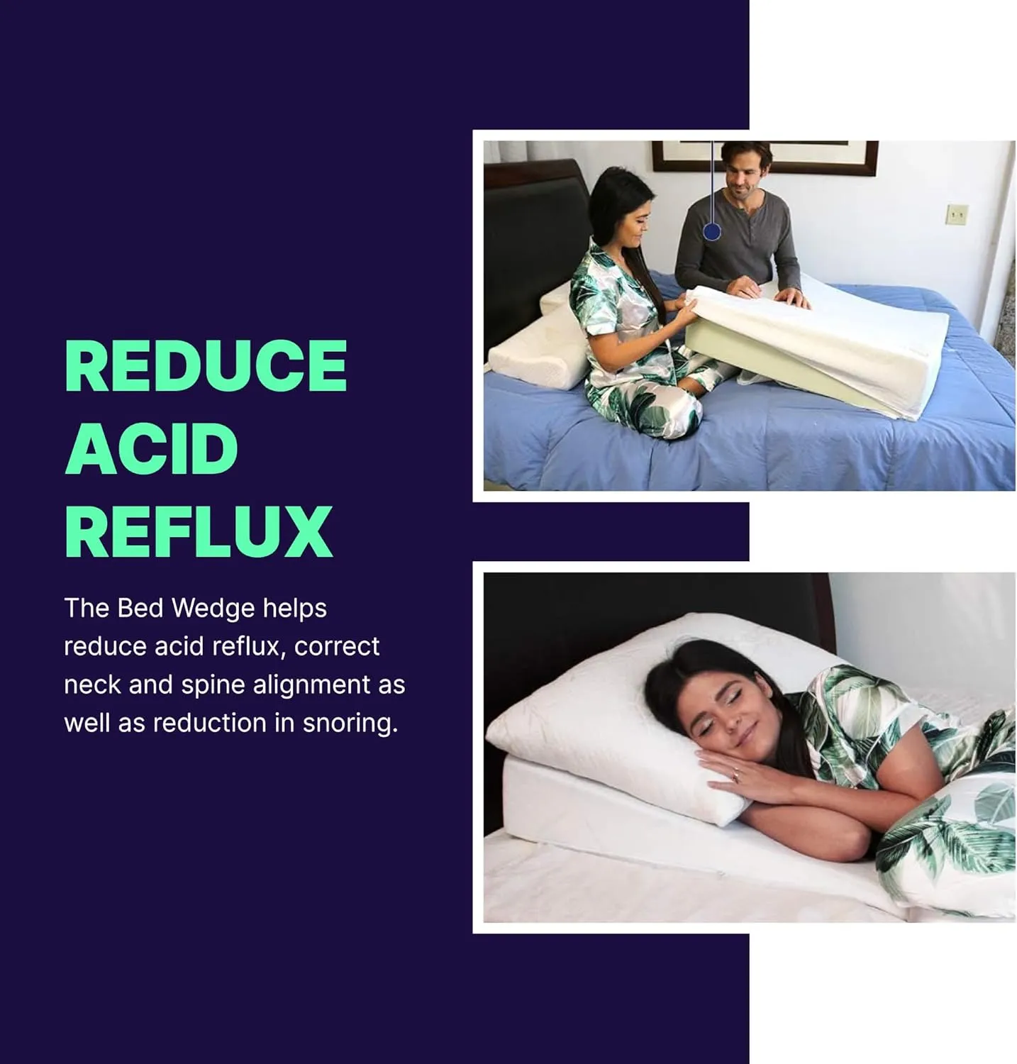 Back Support Systems Acid Reflux Wedge Pillow for Sleeping or Sitting Up - Elevating Wedge Pillow, Memory Foam Pillow for Snoring and GERD - Be Cool, 24x26x6 Inches