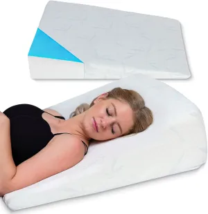 Back Support Systems Acid Reflux Wedge Pillow for Sleeping or Sitting Up - Elevating Wedge Pillow, Memory Foam Pillow for Snoring and GERD - Be Cool, 24x26x6 Inches