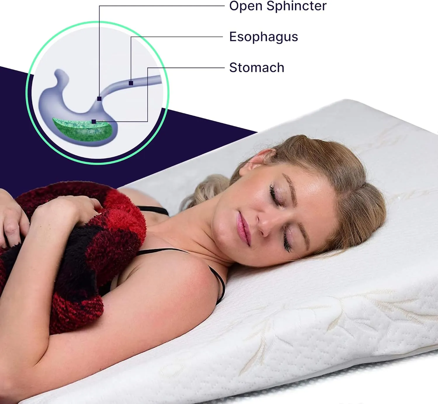 Back Support Systems Acid Reflux Wedge Pillow for Sleeping or Sitting Up - Elevating Wedge Pillow, Memory Foam Pillow for Snoring and GERD - Be Cool, 24x26x6 Inches