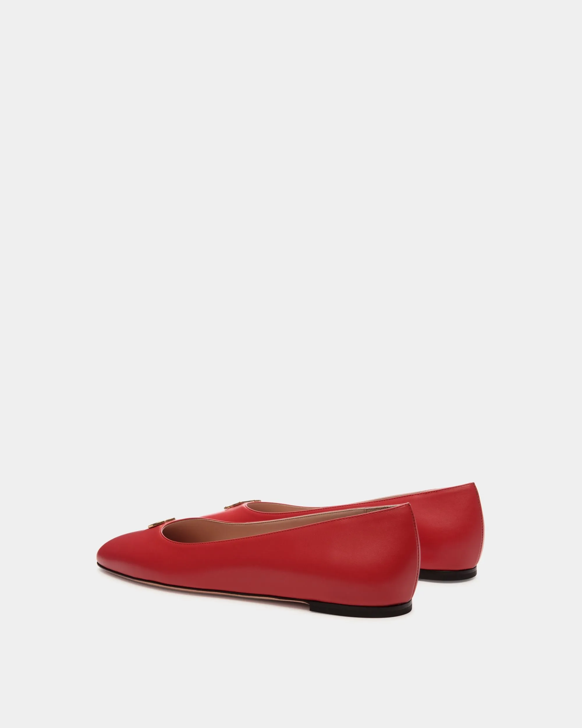 Ballyrina Flat In Red Leather