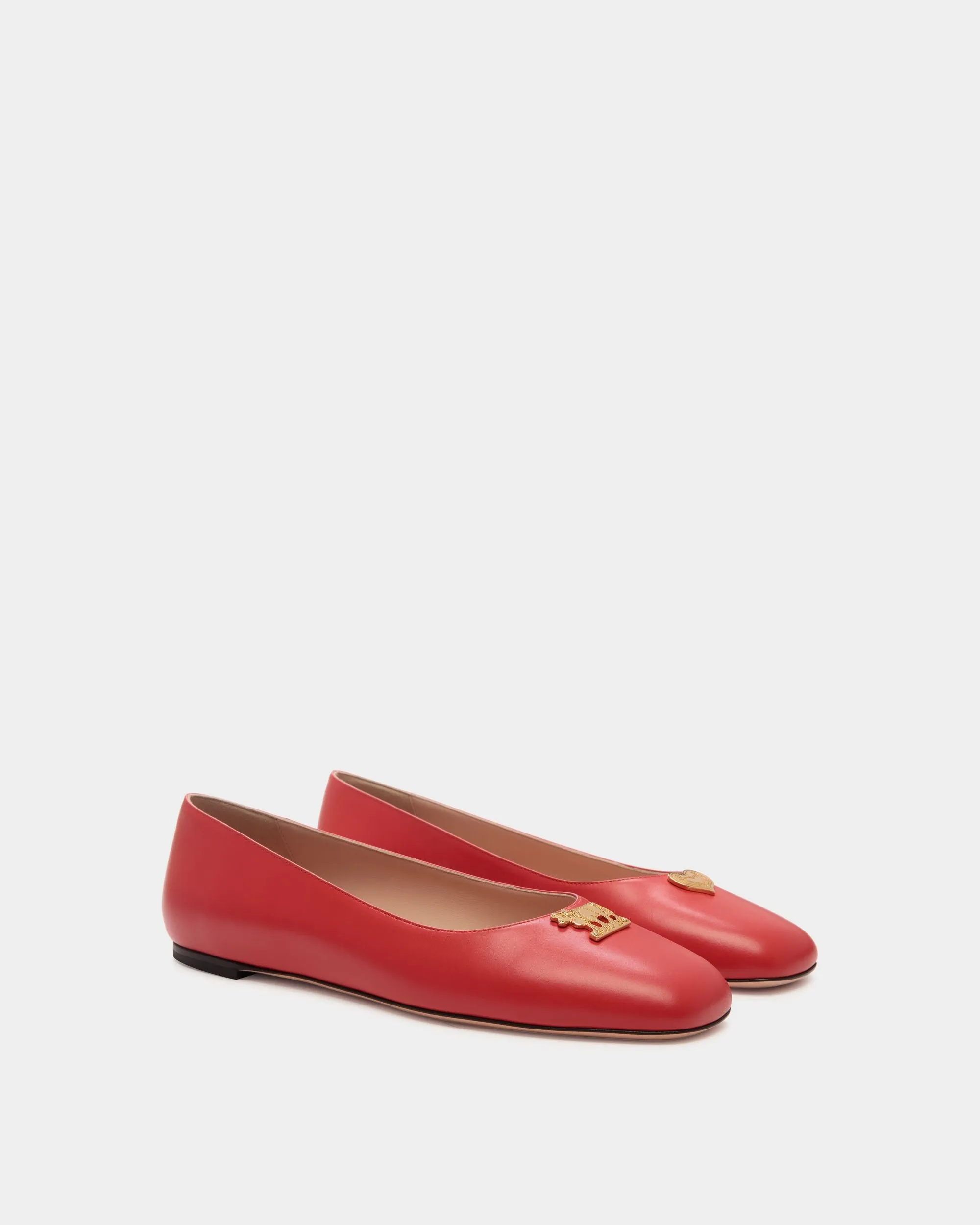 Ballyrina Flat In Red Leather