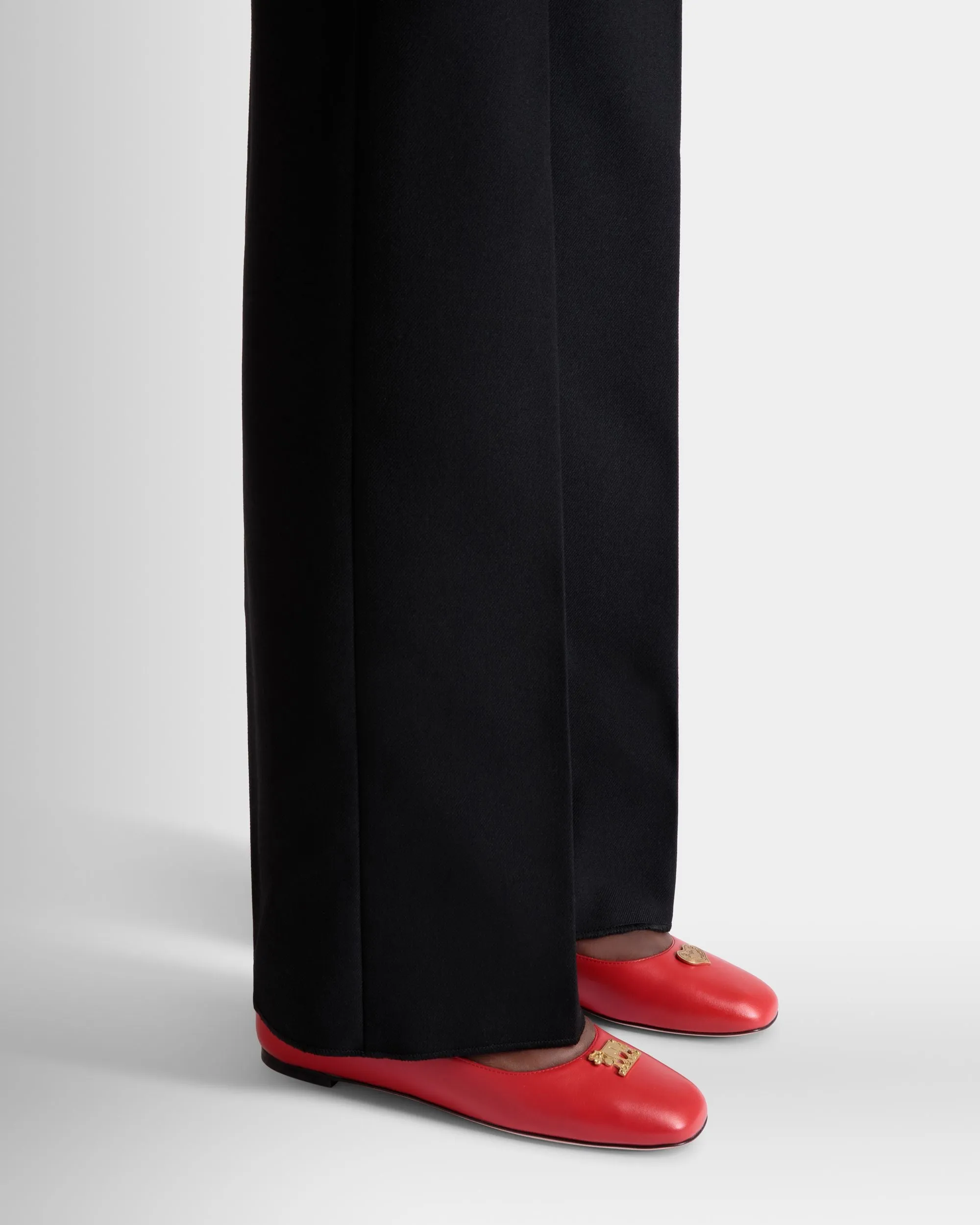Ballyrina Flat In Red Leather