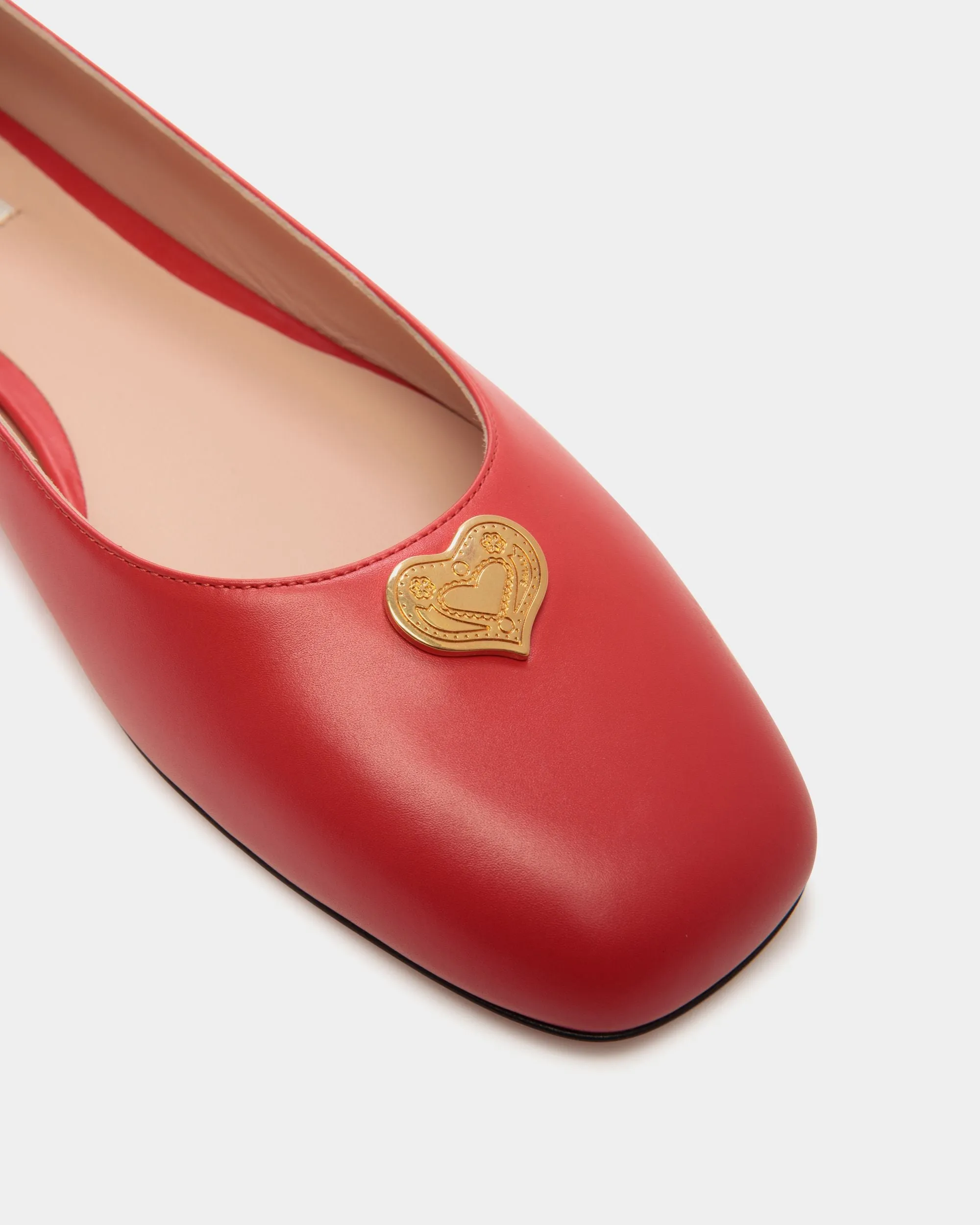 Ballyrina Flat In Red Leather