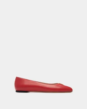 Ballyrina Flat In Red Leather