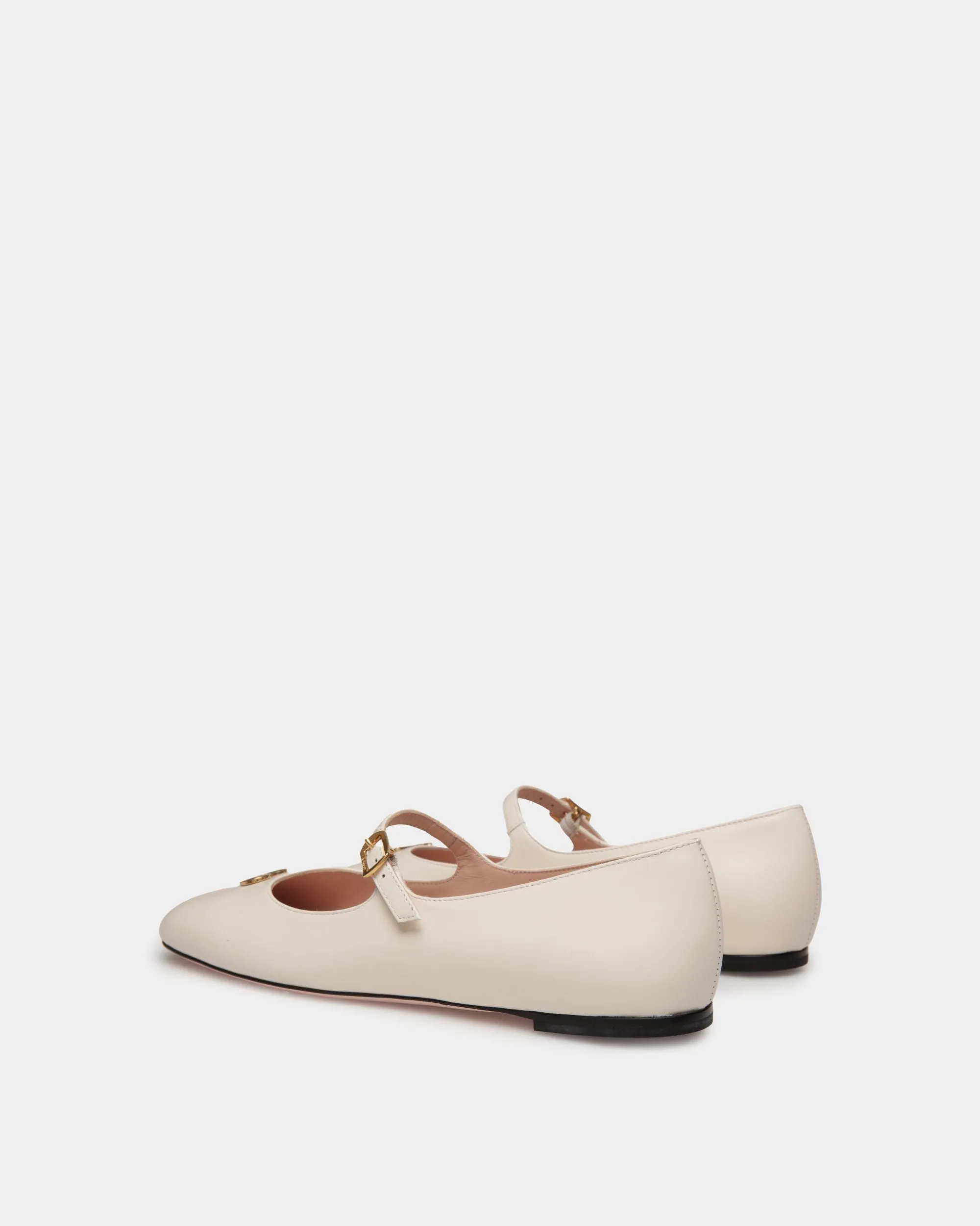 Ballyrina Mary-Jane Flat In White Leather