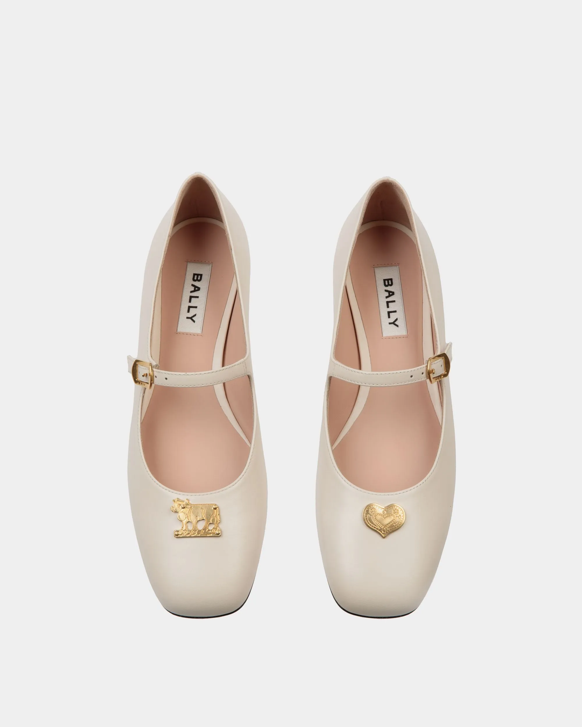Ballyrina Mary-Jane Flat In White Leather