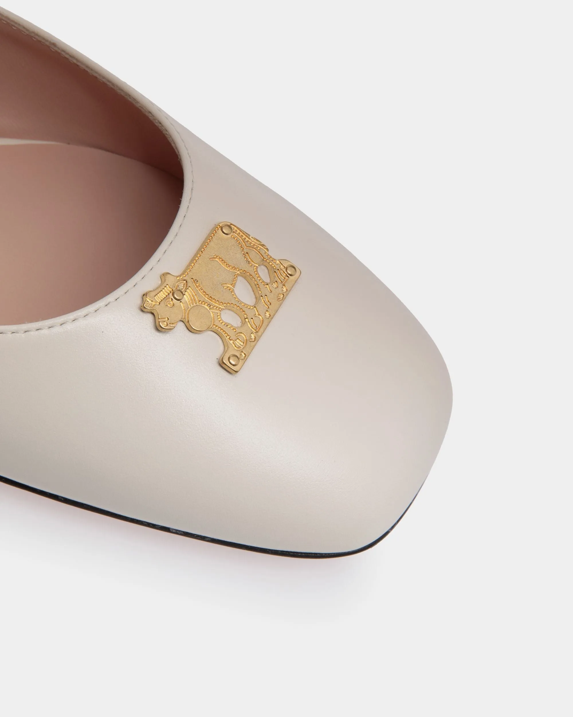 Ballyrina Mary-Jane Flat In White Leather
