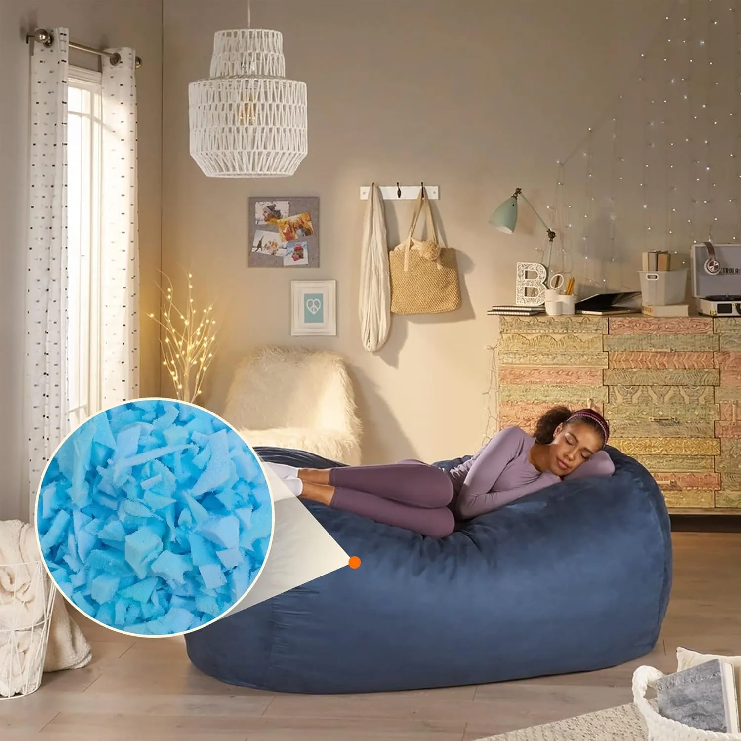 Bean Bag Filler Shredded Memory Foam Filling 10 Pounds, Pillow Stuffing Bean Bag Refill Material for Pouf Ottoman Couch Cushion Dog Bed Stuffed Animals and Art Crafts - Blue