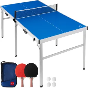 Best Choice Products 6x3ft Portable Ping Pong Table, Mid-Size Folding Indoor Outdoor Table Tennis w/ 2 Paddles, 4 Balls Included, Carrying Bag
