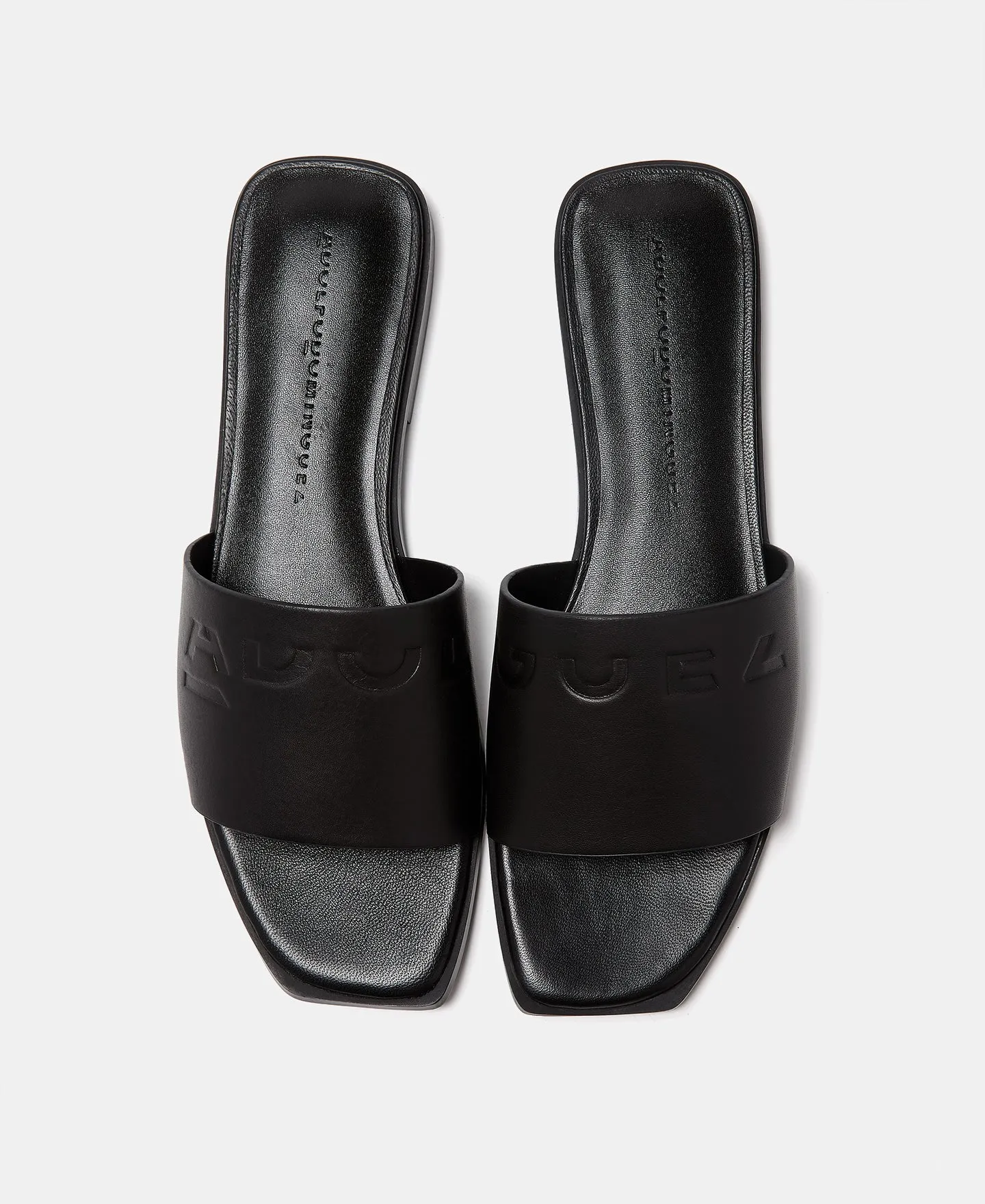 Black Flat Leather Sandals