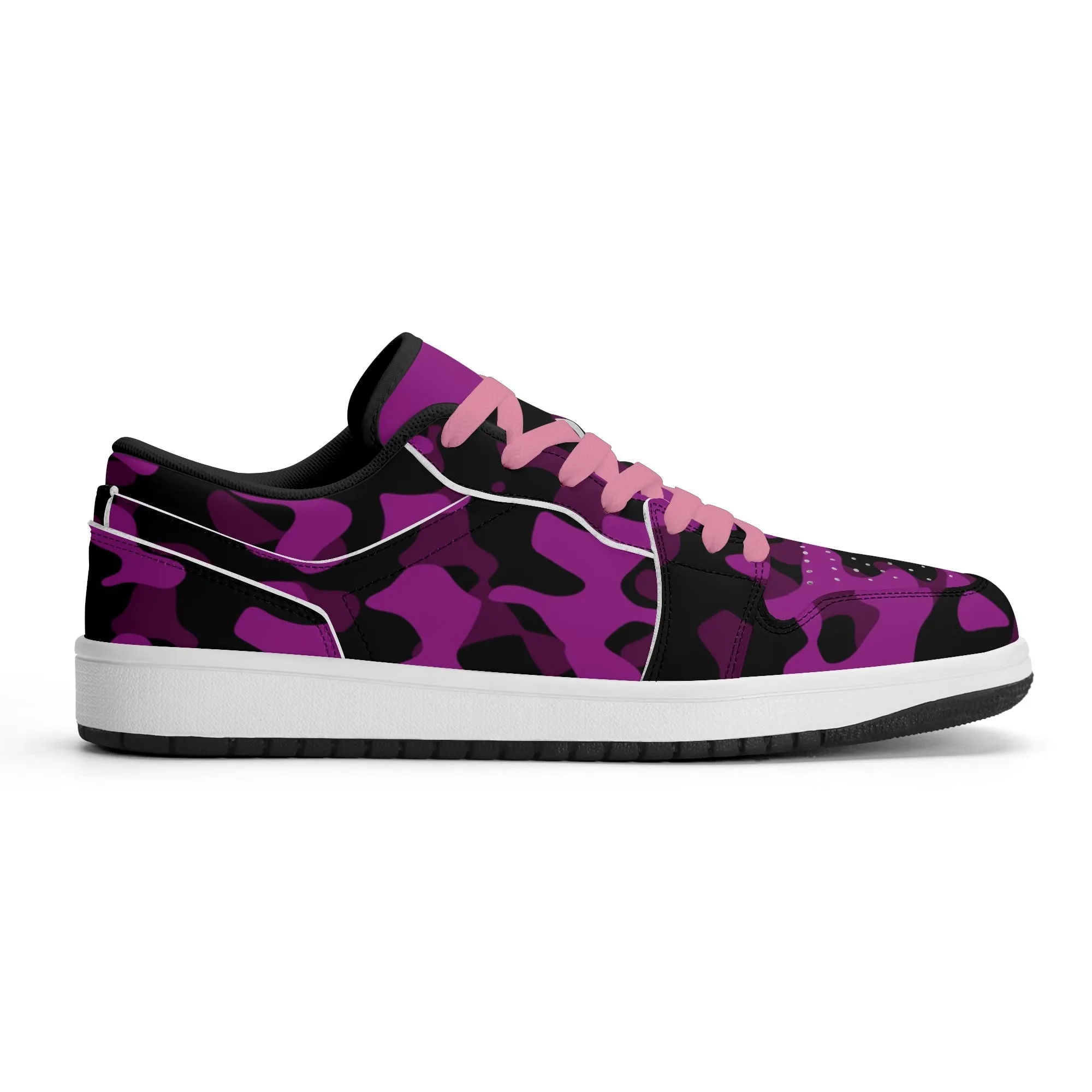 Black Pink Camouflage Low Top Leder Sneaker für Damen