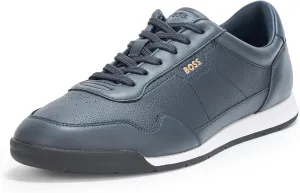 BOSS Men's Titanium Low Profile Leather Sneaker