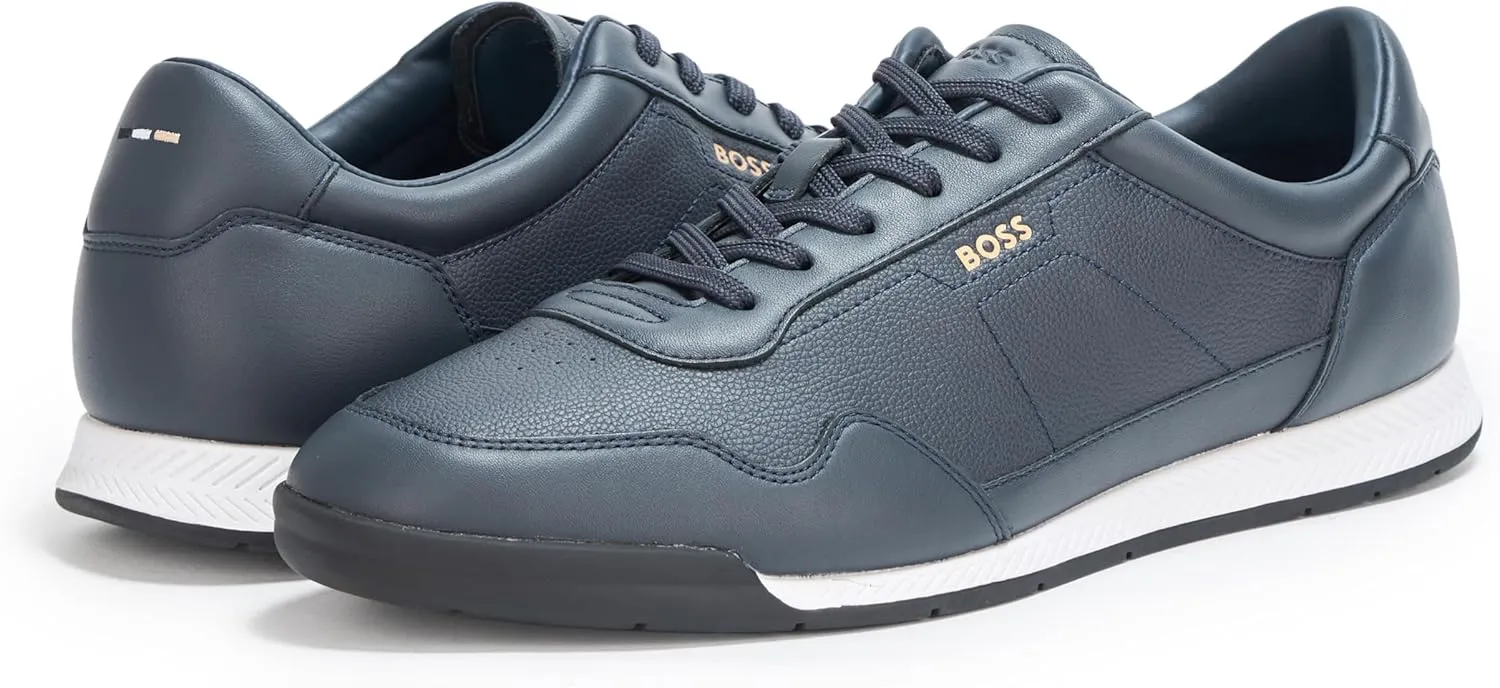BOSS Men's Titanium Low Profile Leather Sneaker