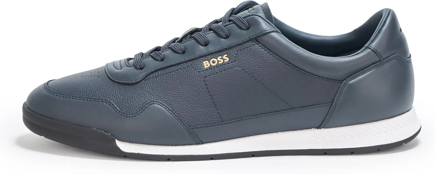 BOSS Men's Titanium Low Profile Leather Sneaker