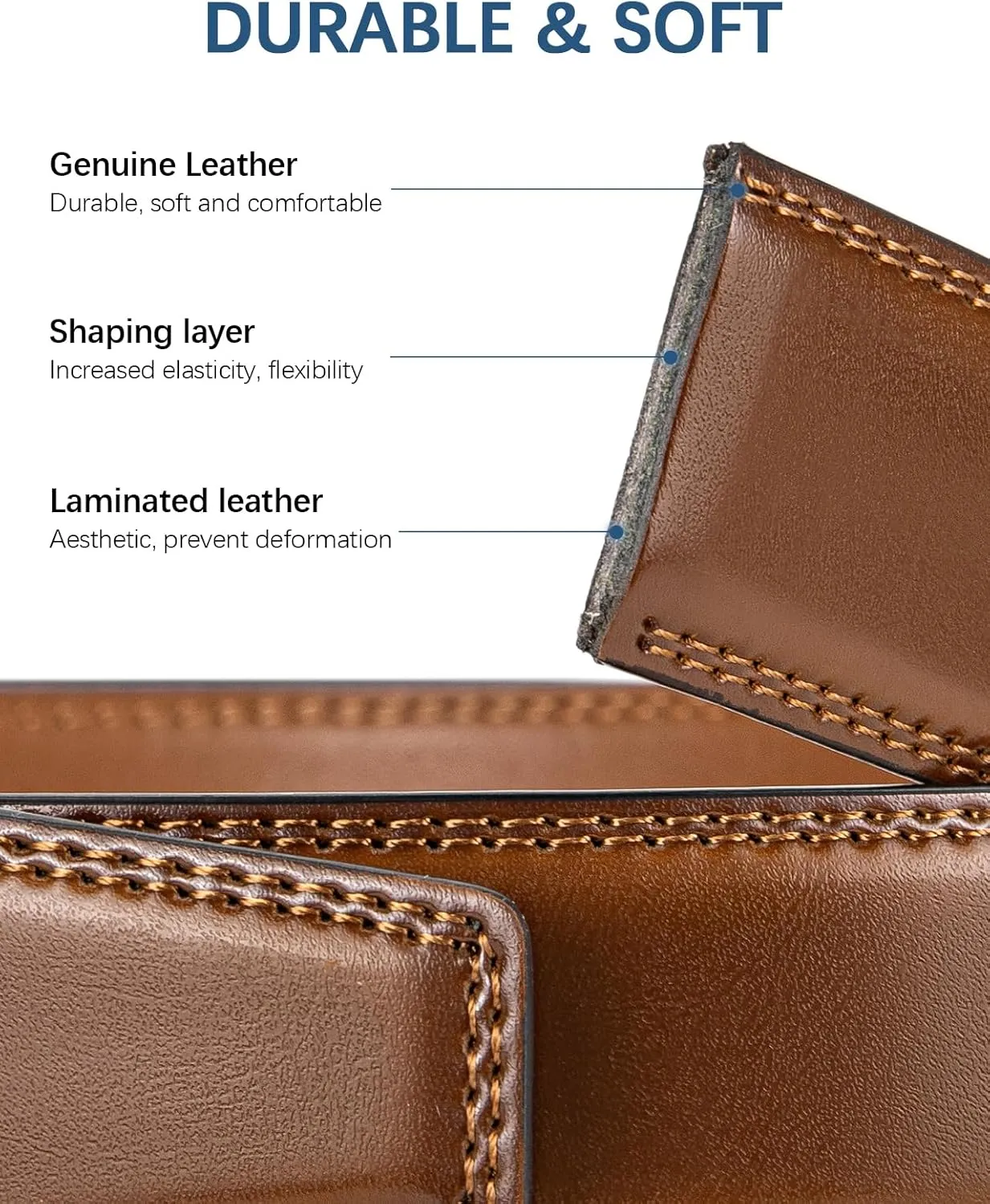 BOSTANTEN Ratchet Leather Belt For Men 2 Pack Dress and Casual with Adjustable Buckle, Trim to Fit