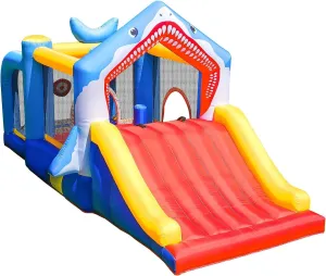 Bounce House Toddler Ball Pit Inflatable Slide Bouncer Jumper Shark Bouncy Castle Park for Kids 2-12 Indoor or Outdoor, Wet and Dry