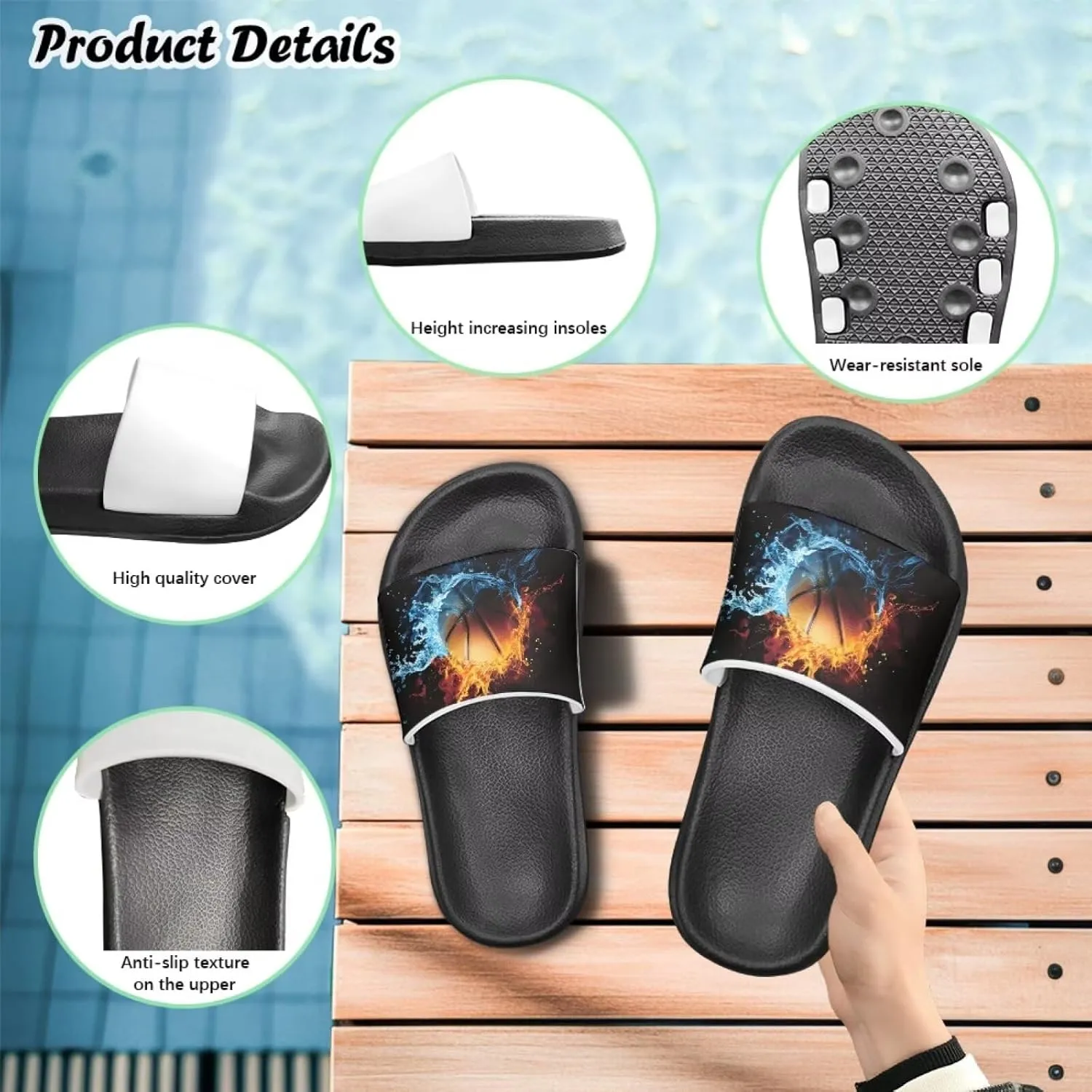 Boys Slide Sandals Non Slip Summer House Slippers Kids Slip-on Flip Flops Cusual Beach Sandal