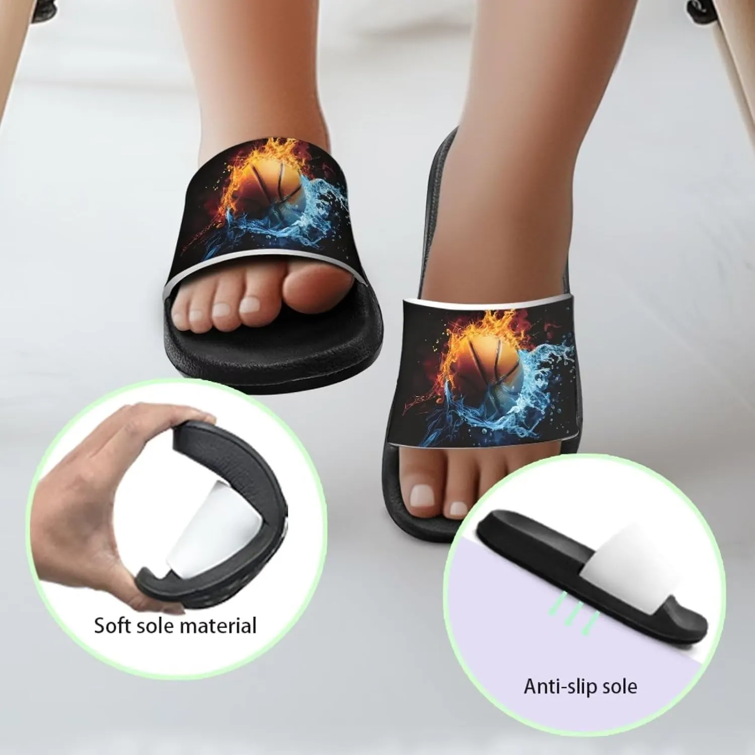Boys Slide Sandals Non Slip Summer House Slippers Kids Slip-on Flip Flops Cusual Beach Sandal