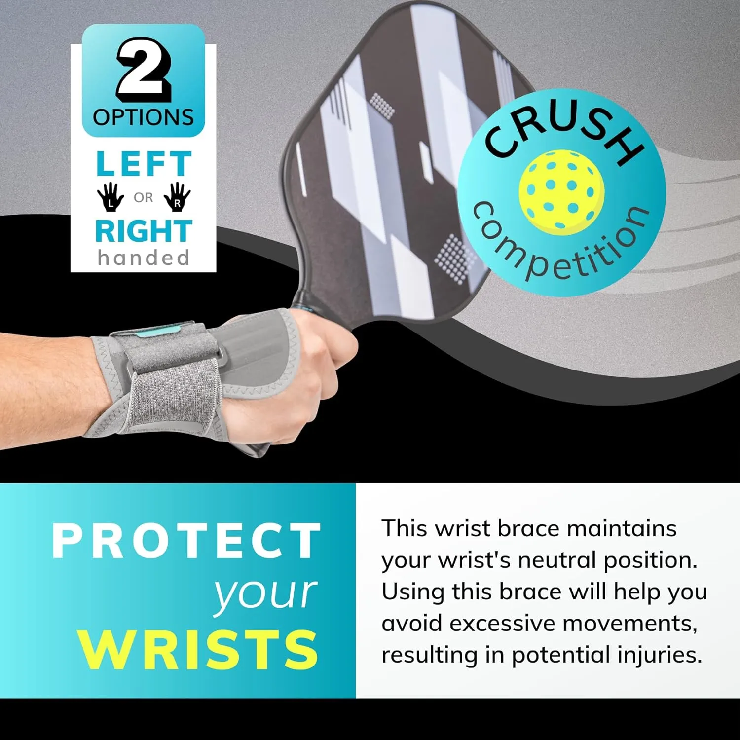 BraceAbility Wrist Support for Men and Women - Tennis and Pickleball Wrist Brace, Sports Injury Relief, Sprained Wrist Recovery, Tendonitis Support, Cycling, Volleyball, Golf - Right Hand (Small)