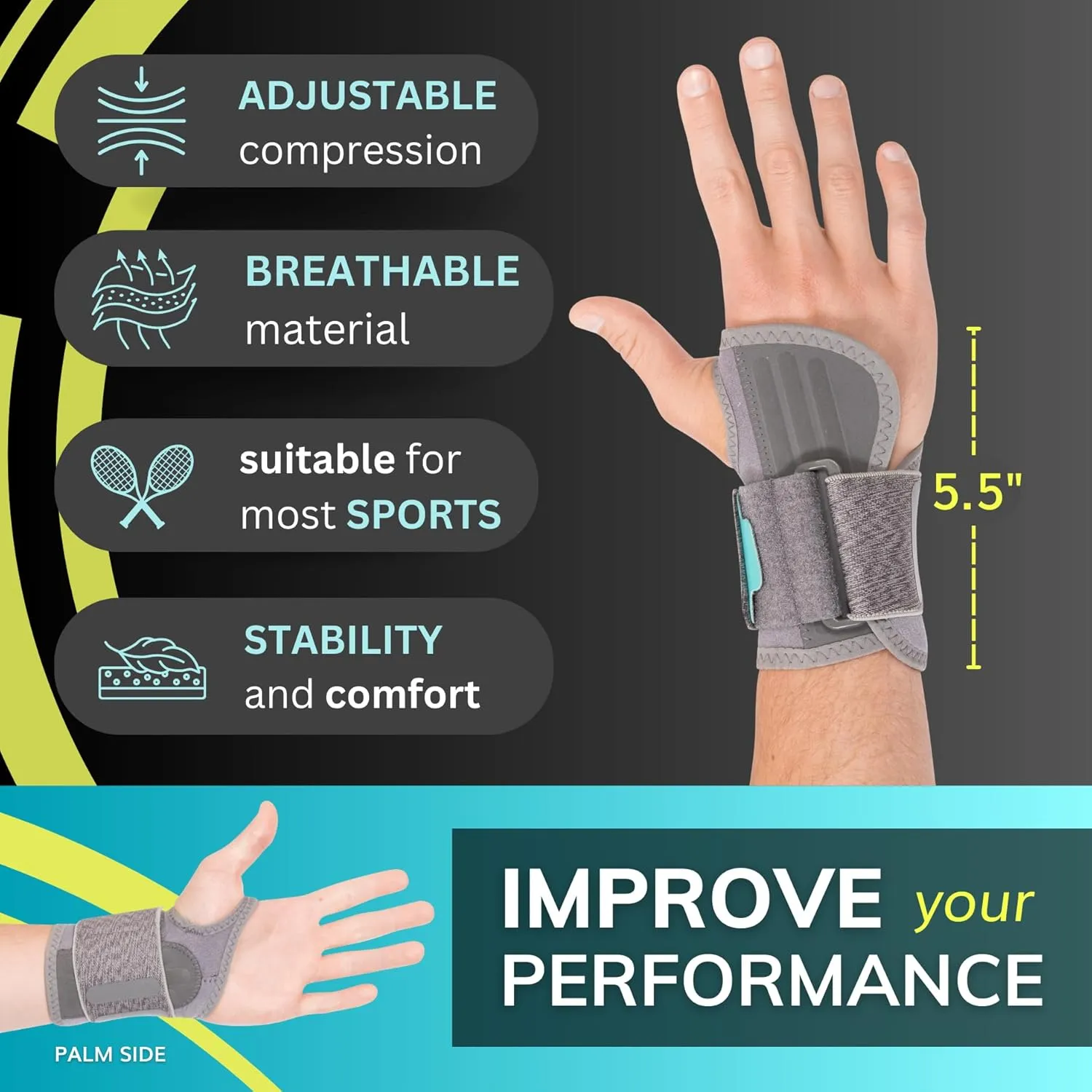 BraceAbility Wrist Support for Men and Women - Tennis and Pickleball Wrist Brace, Sports Injury Relief, Sprained Wrist Recovery, Tendonitis Support, Cycling, Volleyball, Golf - Right Hand (Small)