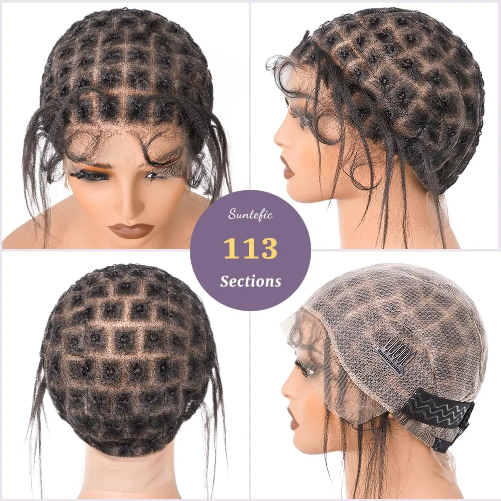 Braided Wig Cap With Baby Hair Crochet Wig Cap For Crochet Braids Hair Glueless Double Full Hd Lace Wig Caps For Black Women (Black-113)